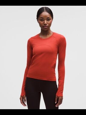 lululemon athletica Women's Long-Sleeve Crew Top - Coral Red